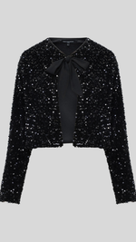 Monet Sequin Bow Tie Cardigan