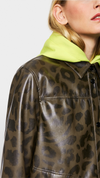 Faux leather shirt with leopard print