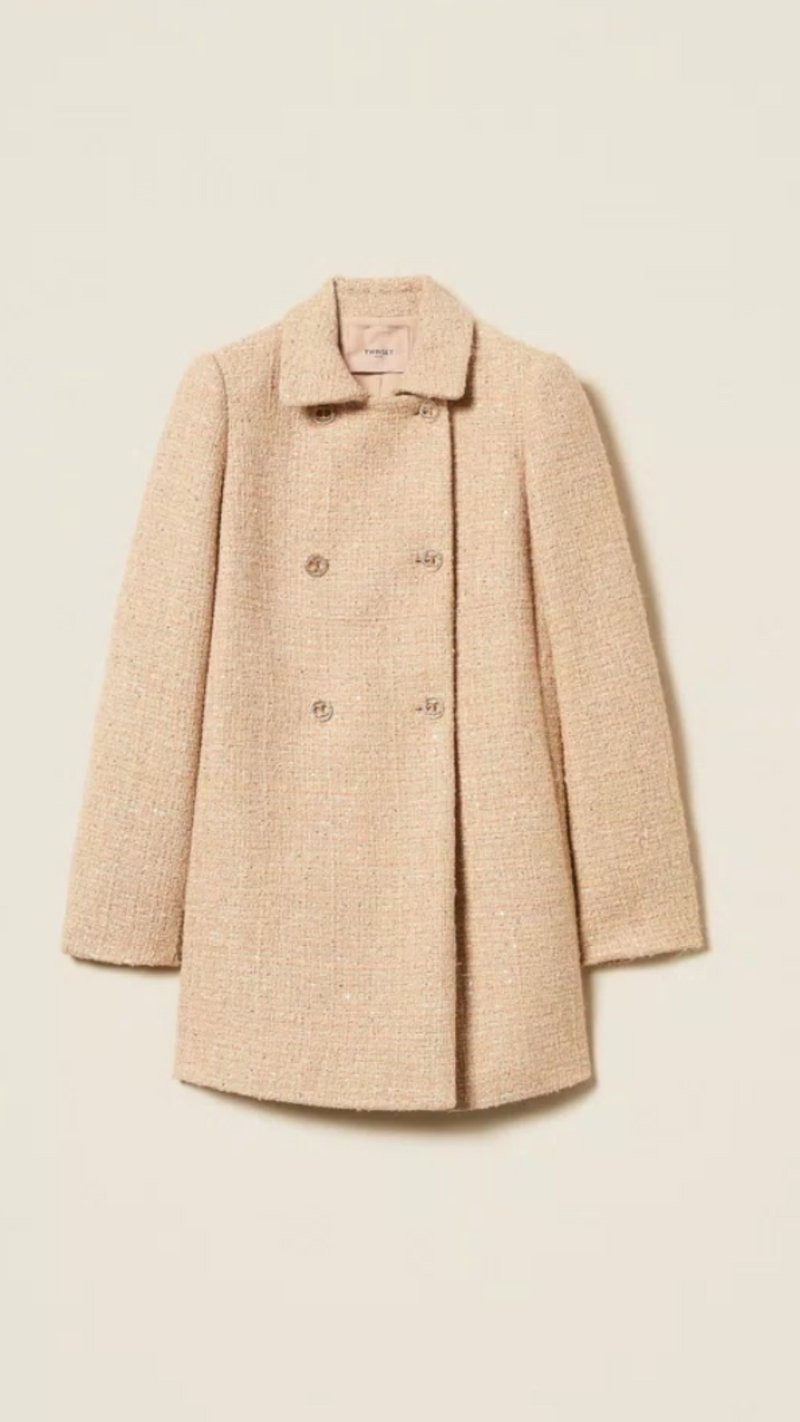 Bouclé coat with sequins