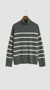 Striped Superfine Lambswool Turtleneck Sweater
