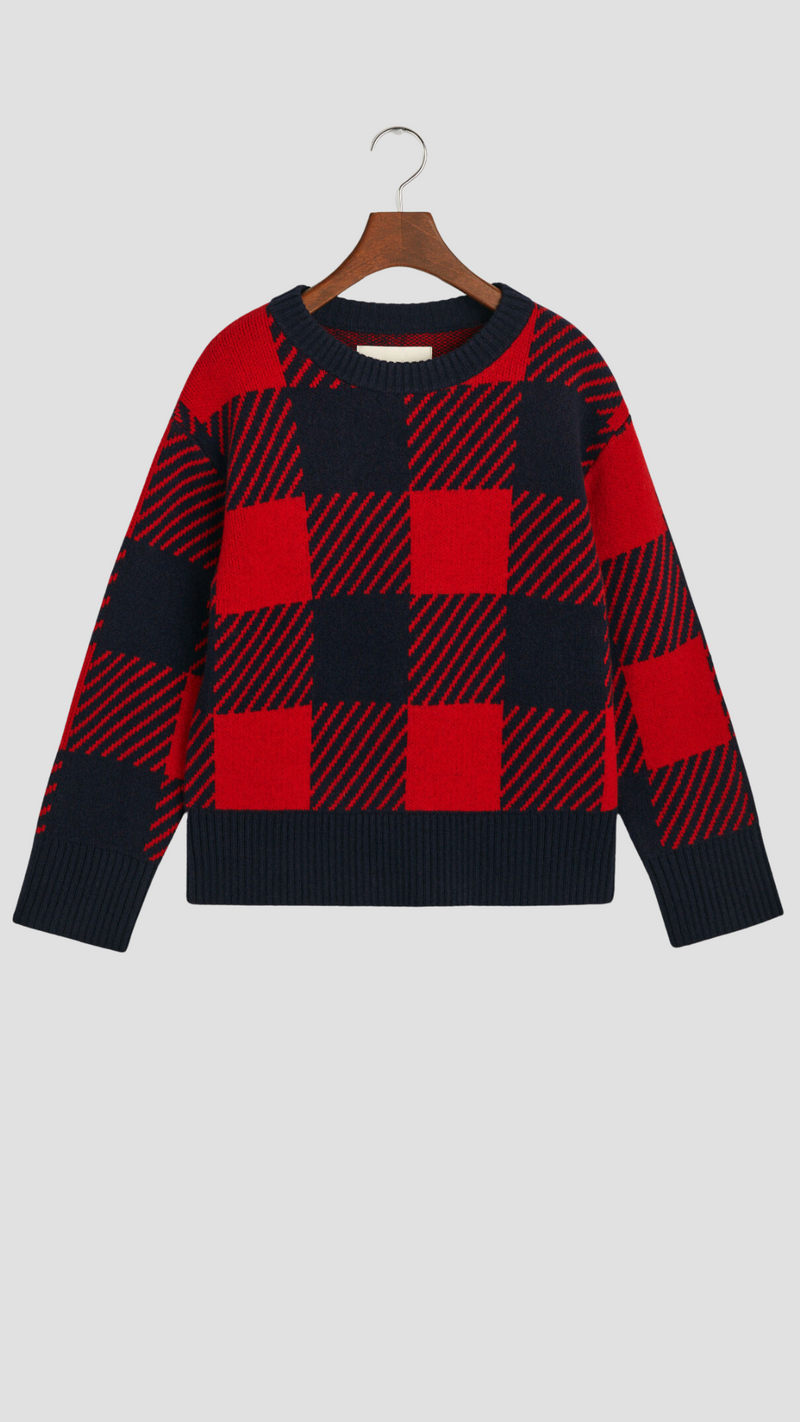 Buffalo Checked Crew Neck Sweater