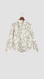 Regular Fit Sailing Print Cotton Silk Shirt