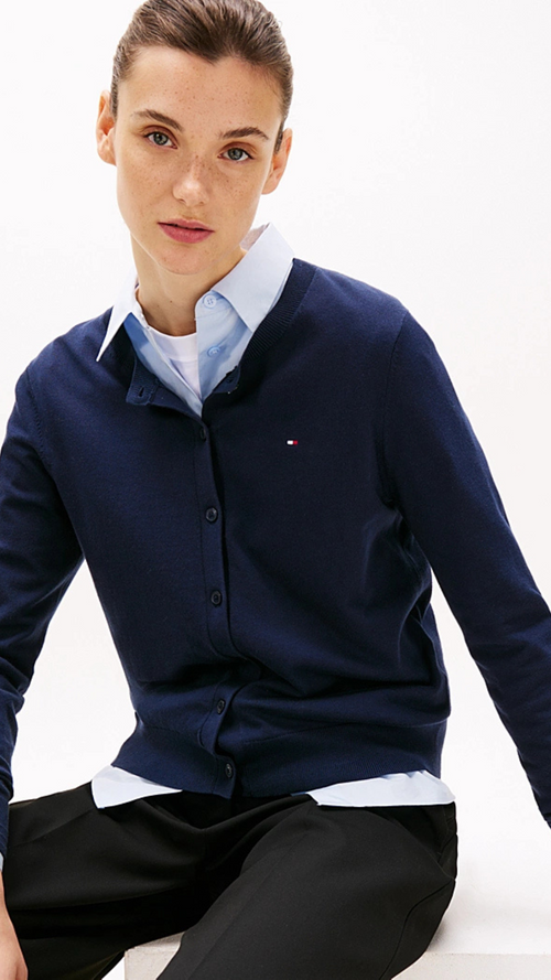 Jersey Crew Neck Cardigan