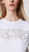 T-shirt with lace appliqué