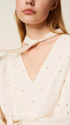 Blouse with lurex embroidery