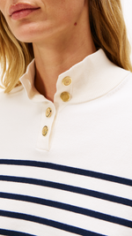 Cotton Jersey Gold Button Mock Sweater