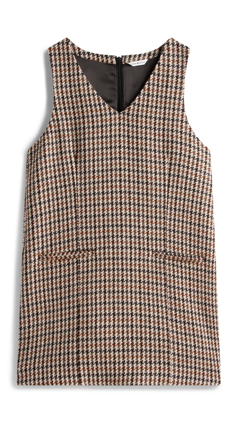 Heritage Check Wool V-Neck Mini Shift Dress
