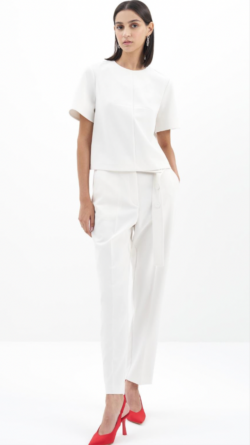 Polyviscose Trousers with Belt Detail