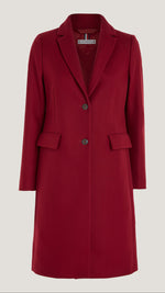 Classic Single Breasted Wool Coat in Rouge