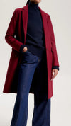 Classic Single Breasted Wool Coat in Rouge
