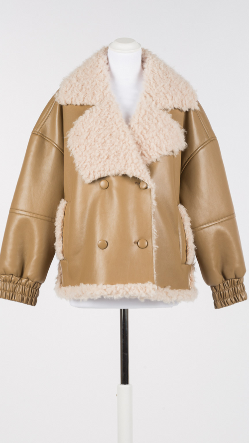 Coated Jacket with Faux Sherling