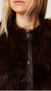 Sleeveless faux fur coat with buttons