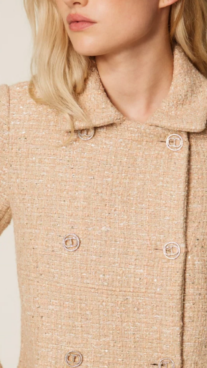 Bouclé coat with sequins