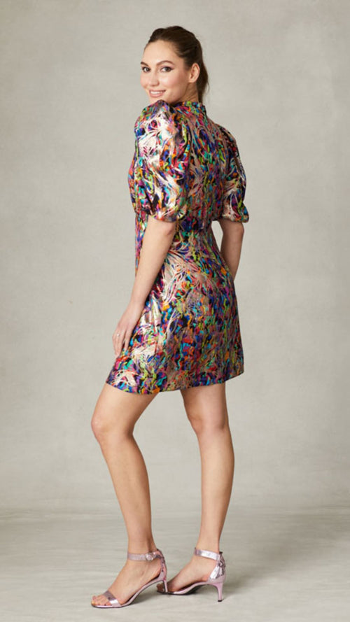 Grace- High Neck Dress with Gathered Sleeve