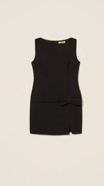 Short crêpe cady dress with bow