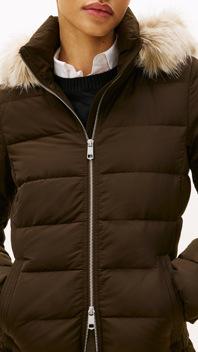 Faux Fur Hood Down Puffer Coat