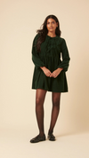 Green Embroidered Tie-front Cord Eden Mini Dress