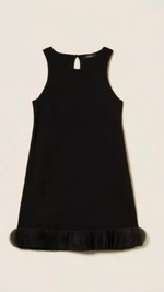 Short knit dress with organza
