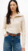 Cable Knit Soft Wool Half Zip Jumper