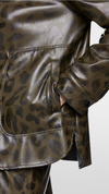 Faux leather shirt with leopard print