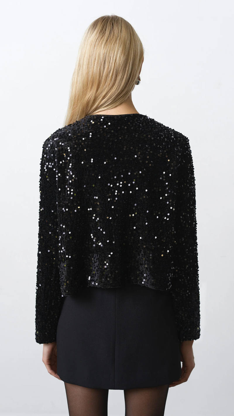 Monet Sequin Bow Tie Cardigan