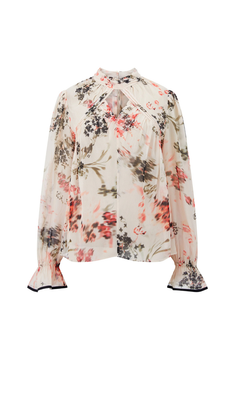 Hallie Crinkle Contrast Floral Top