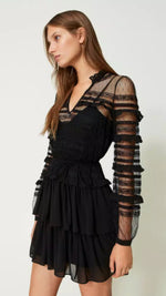 Sort Plumetis Tulle and Lace Dress