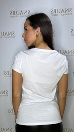 White Tee with Sequin Logo