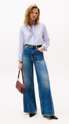 Ruffle Collar Poplin Relaxed Fit Shirt
