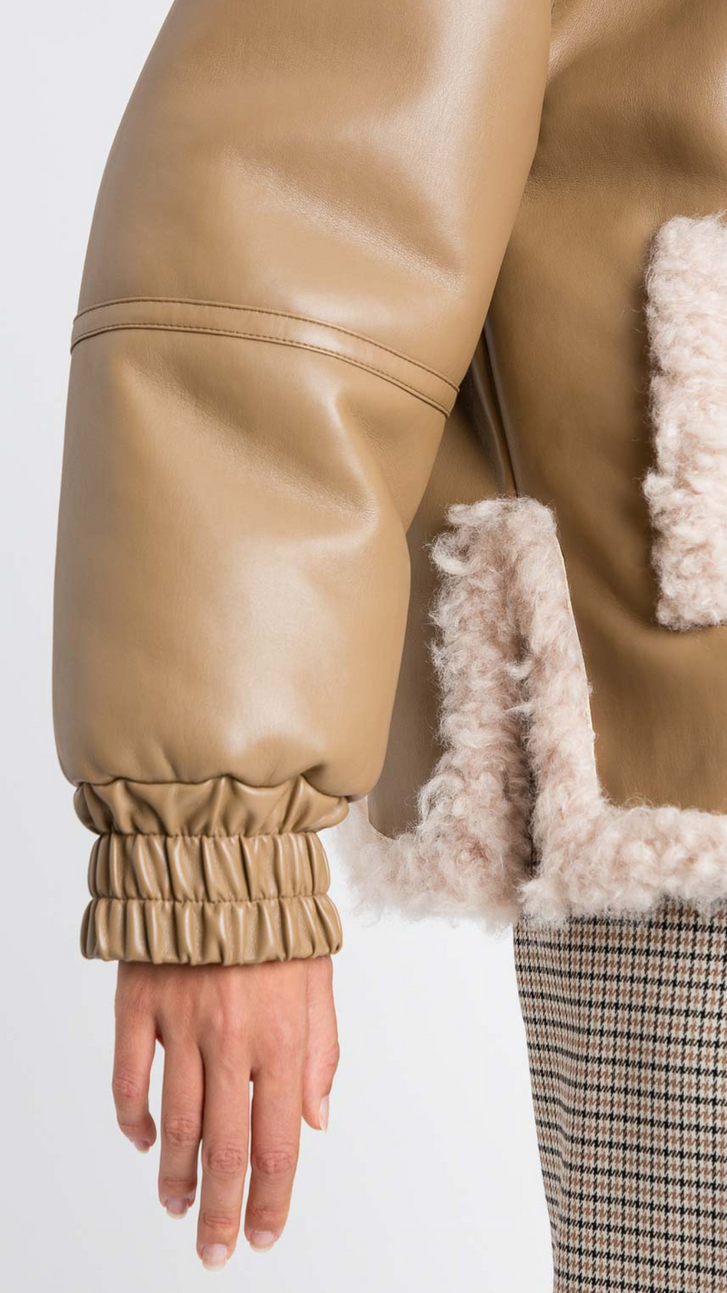 Coated Jacket with Faux Sherling