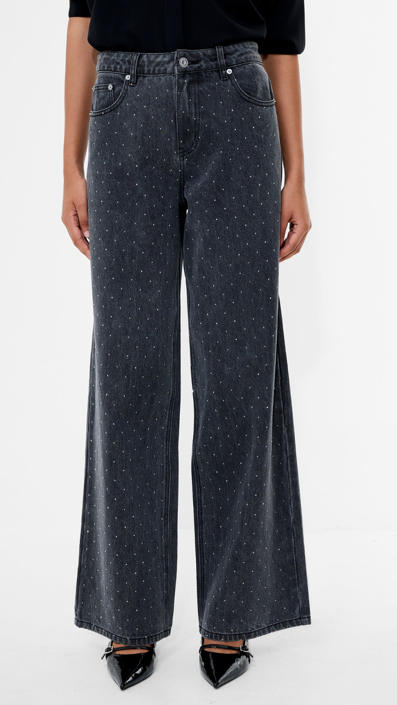 Ralphie Denim Embellished Wide Leg Jeans
