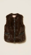 Sleeveless faux fur coat with buttons
