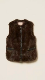 Sleeveless faux fur coat with buttons