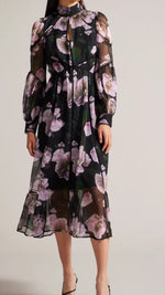 Pohlley Floral Midi Dress With Ladder Lace