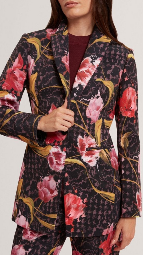 Kwarit Rose Print Hourglass Tailored Slim Leg Trouser