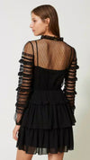 Sort Plumetis Tulle and Lace Dress