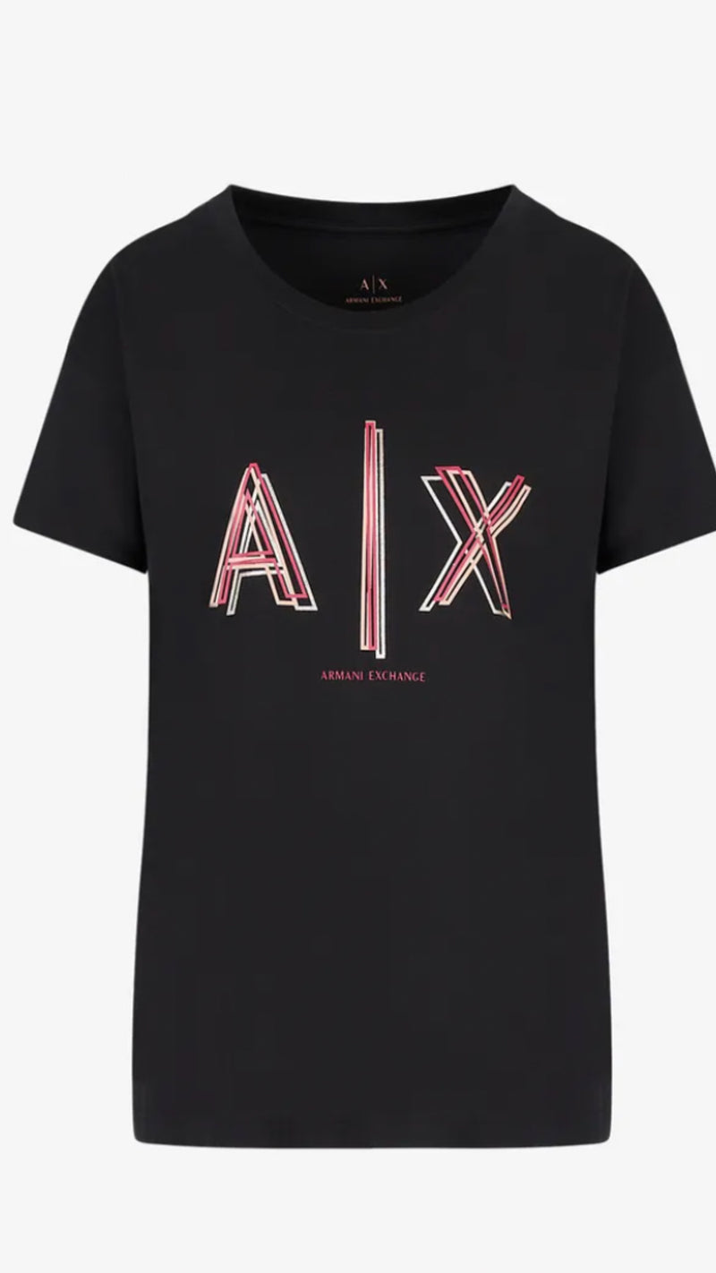 Black Tee with Red Logo