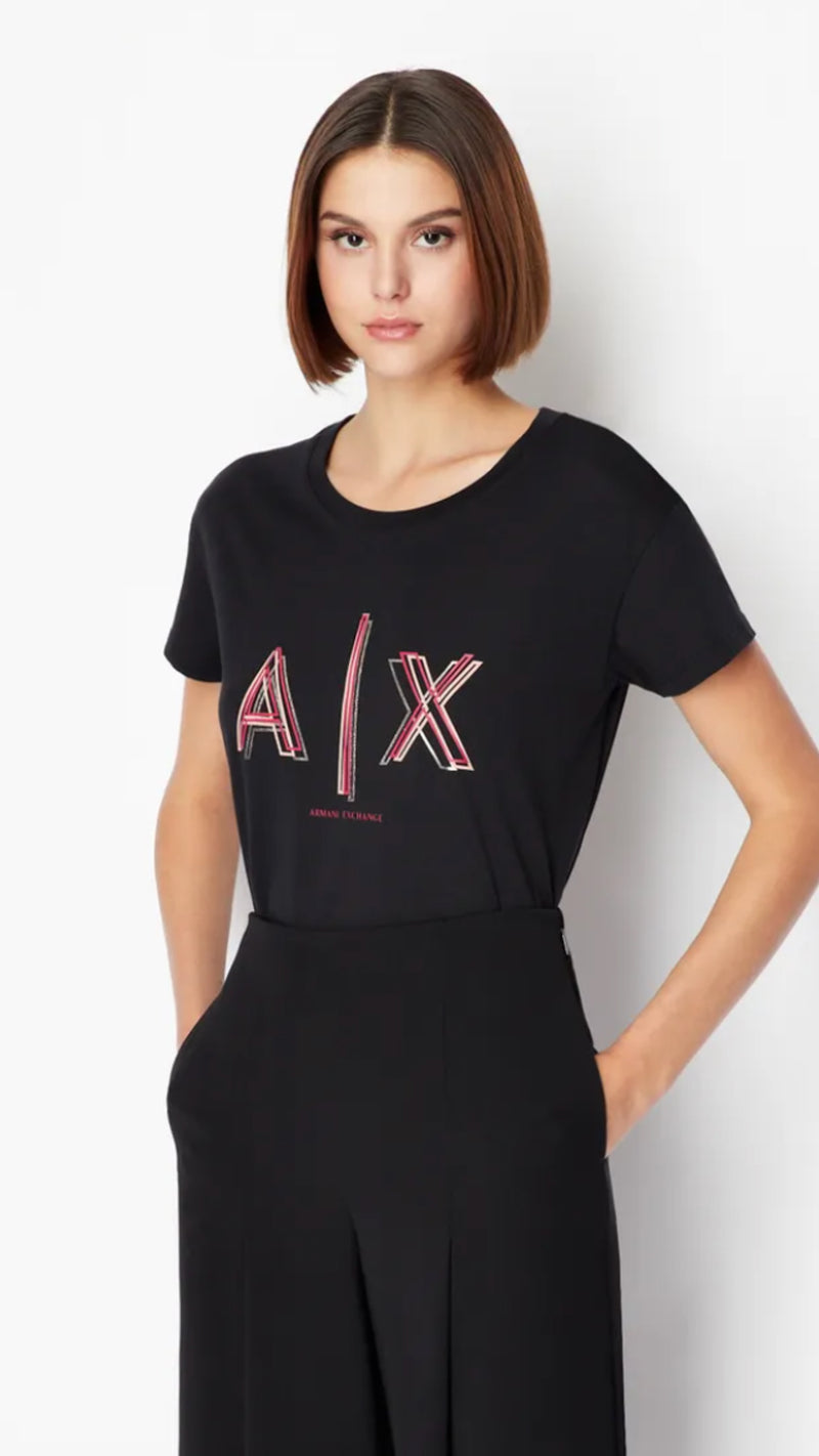 Black Tee with Red Logo