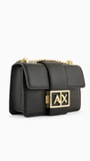 Black Crossbody Bag with Gold Hardwear