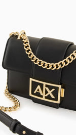 Black Crossbody Bag with Gold Hardwear