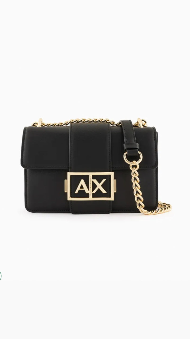 Black Crossbody Bag with Gold Hardwear