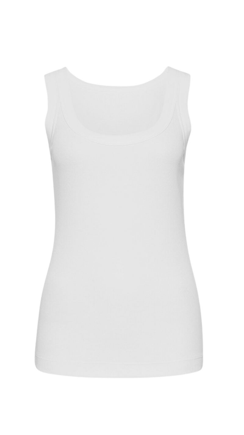 Fine-ribbed tank top - White