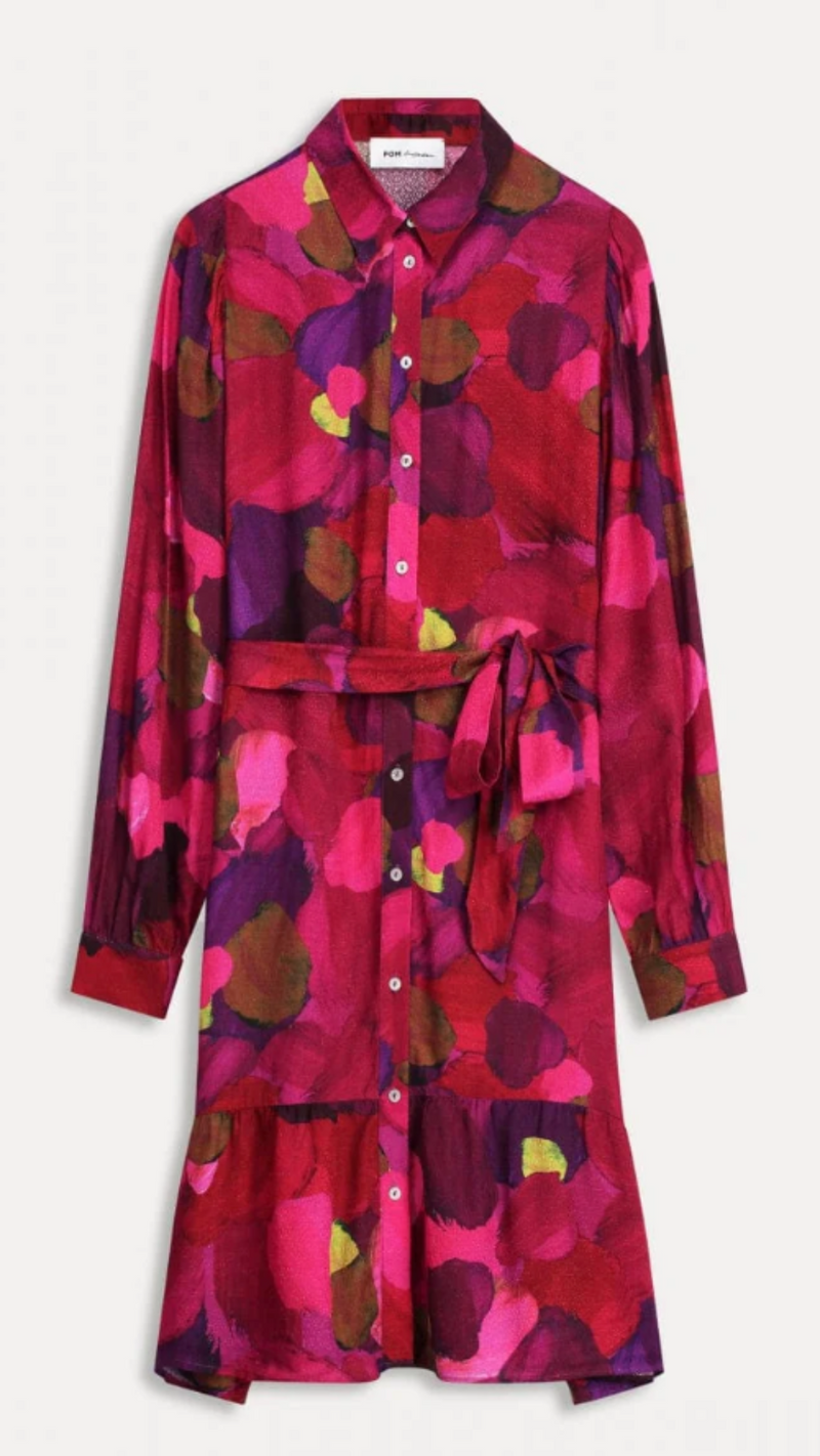 Pom Amsterdam - Dress - Brushwork Fiery Pink