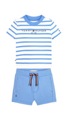 Essential Stripe T-Shirt and Short Set - Tommy Hilfiger Kids - Skysail Blue