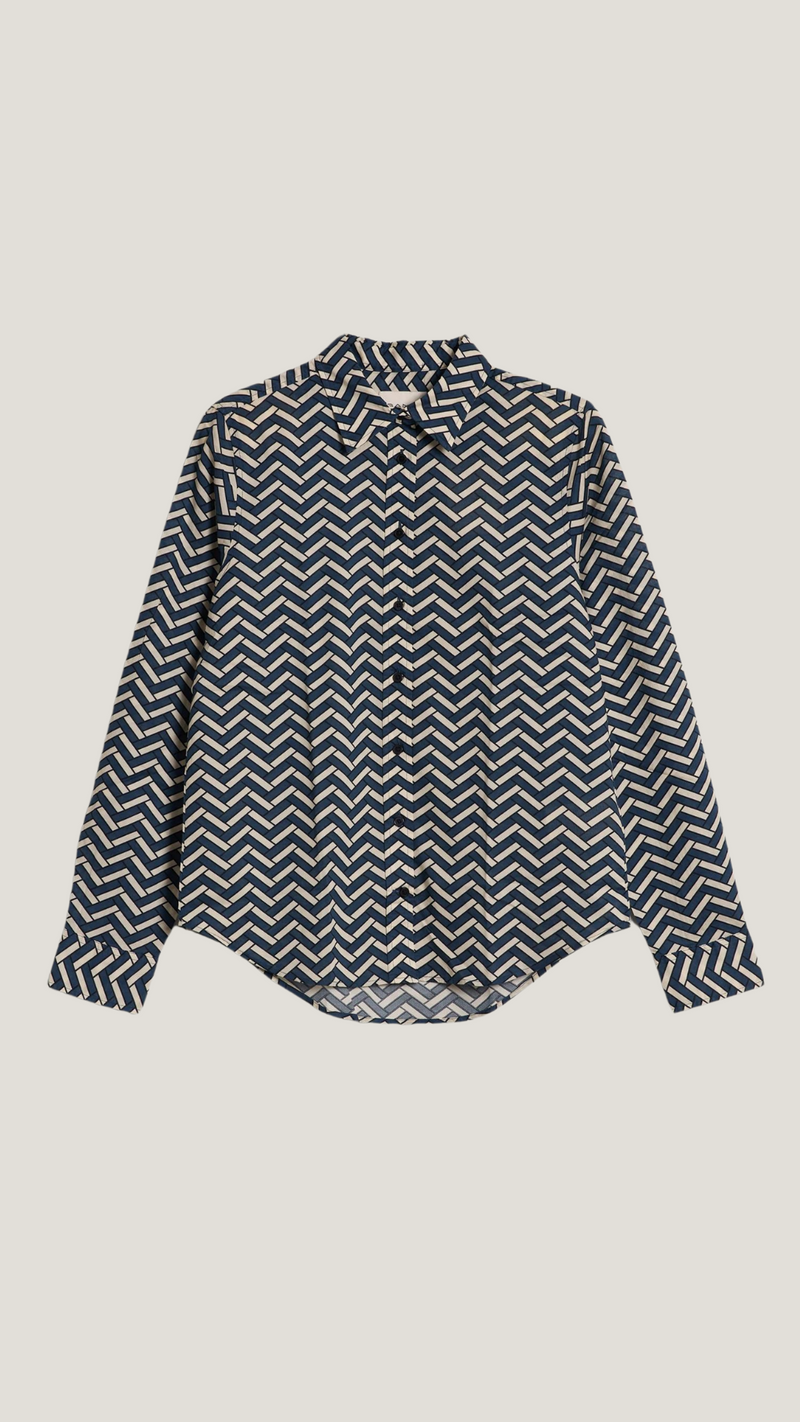 Reg Geometric Cotton Voile Shirt