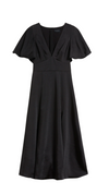 Immie - Satin Midi Dress With Cape Sleeve