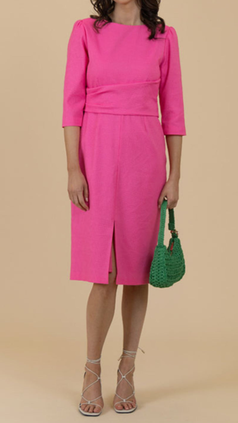 Fee G Pink Tailored Midi Dress