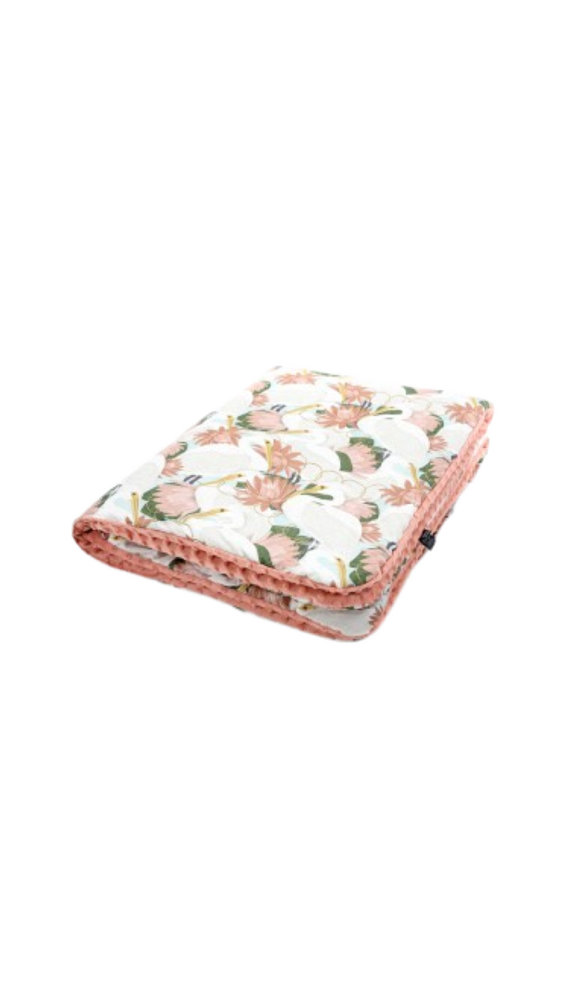 La Millou- Baby Blanket -Heron in Pink Lotus-Papaya